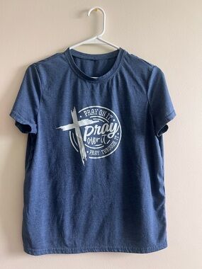Blue Graphic Prayer Crewneck T-Shirt -